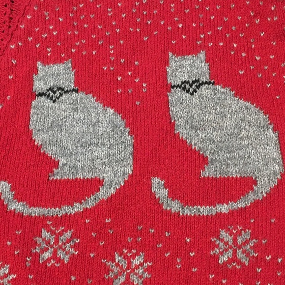 Vintage Cranberry Cat Snowflake Cardigan cotton - Picture 9 of 16